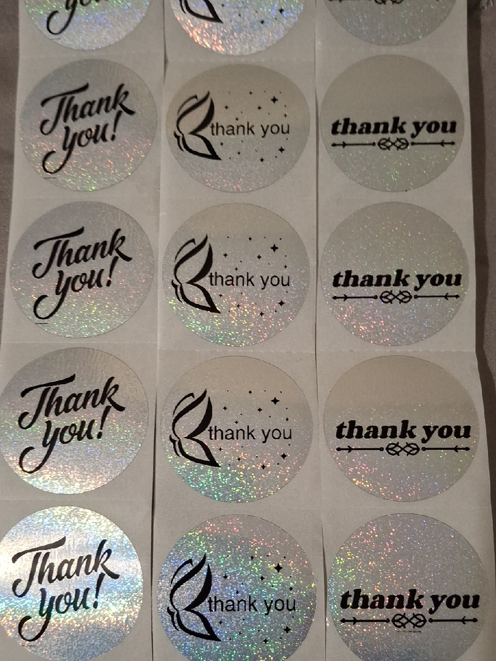 Holographic "Thank You" Sticker (100) 1.5in